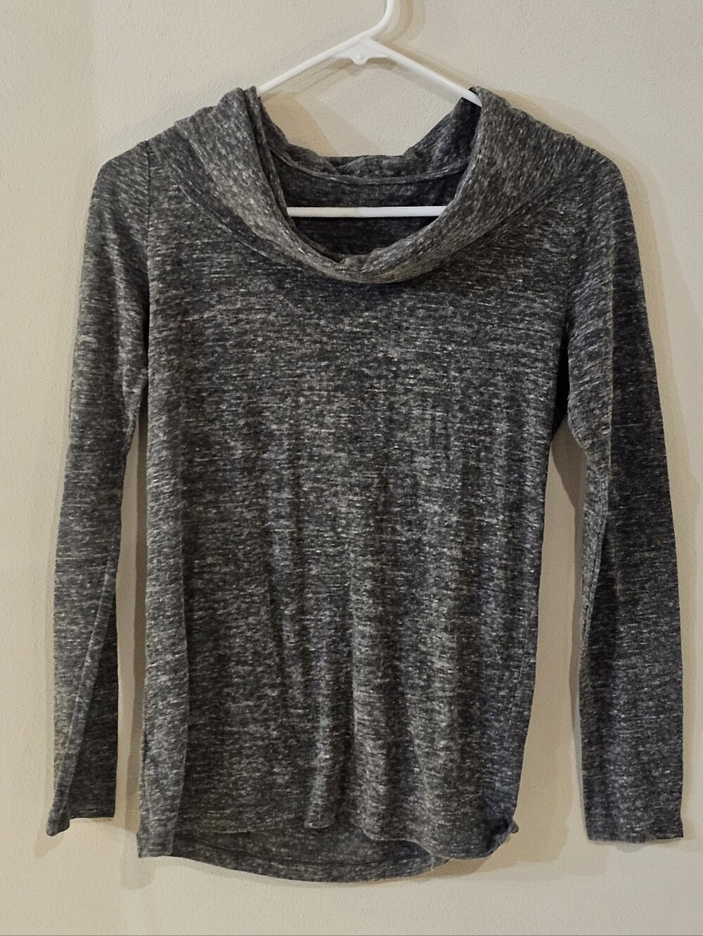 LOFT Lou & Grey Spacedye Cowl Neck Sweater Medium Marled Heather Grey GUC